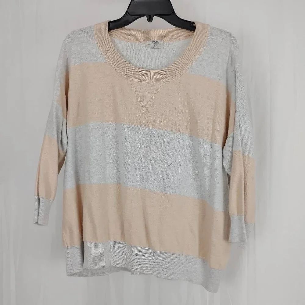 Madewell Wallace Striped Peach Gray 1/2 Sleeve Women's Size Large.
Armpit to arm